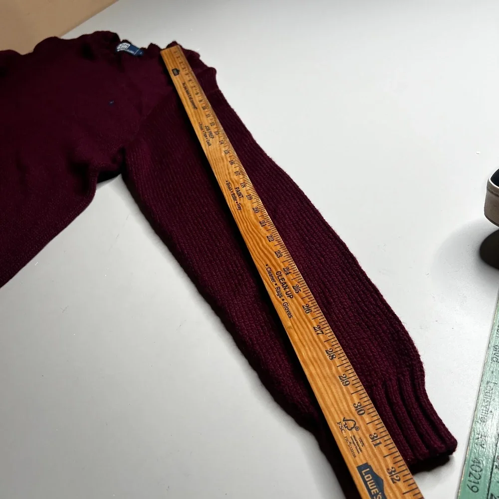 Polo Ralph Lauren‎ Mens Large Burgundy Maroon 100% Cotton Crewneck Knit Sweater